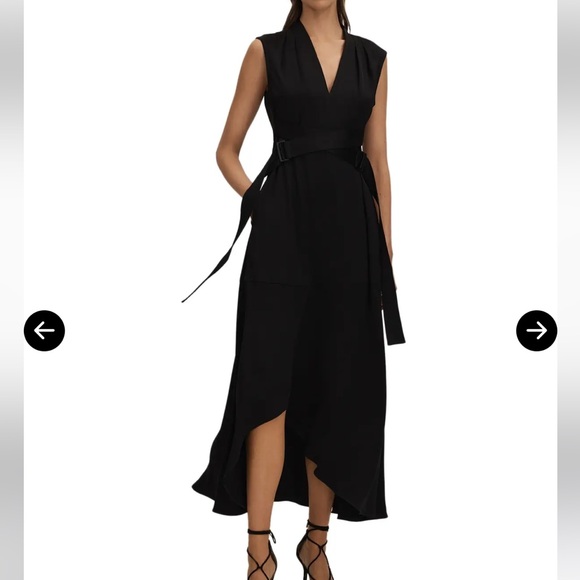Reiss Dresses & Skirts - Reiss raya strappy asymmetrical midi dress size 2 black